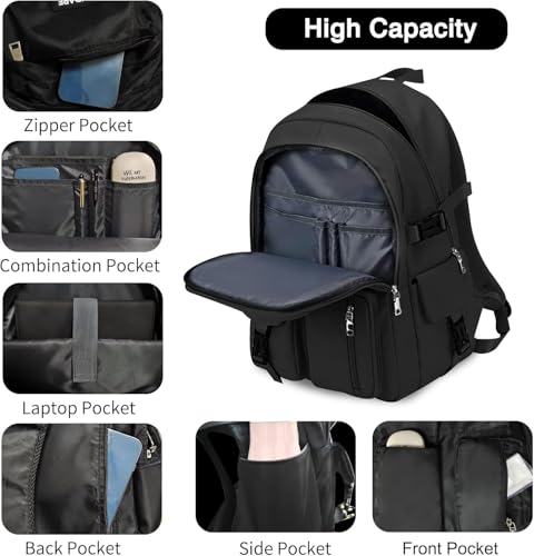 Image of Flamebird School Backpack for Women Girls Teen Girls 14 Inch Laptop Lightweight Water Resistant, A-Black