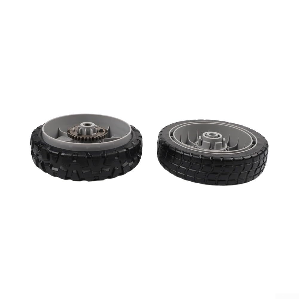 GLOBALHUT Juego de ruedas para cortacésped para modelos HRR216 HRS216 HRT216, incluye ruedas delanteras y traseras de 8 pulgadas de diámetro y 2 pulgadas de ancho con kit de engranajes de transmisión