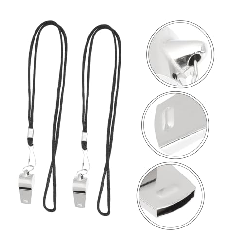 2 silbatos profesionales de acero inoxidable con cordón miniatura 7