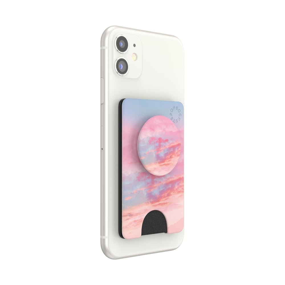 PopSockets Portafoglio per telefono con impugnatura espandibile per telefono, porta carte di credito, motivo: nuvole rosa