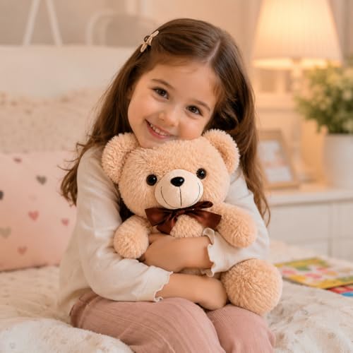 Image of Soft Teddy Bear 28 cm Brown Plush Toy for Kids | Cute Stuffed Teddy Bear | Soft Cuddly Toy