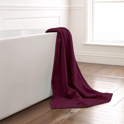 Image of Divine Casa 100% Cotton Maroon Bath Towel 550 GSM, Ultra Soft & Highly Absorbent, 75x150 cm, Luxury Towel for Bathroom & Gym