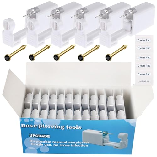 Nose Piercing Gun Kit - 72Pcs Self Nose Piercing Kit Unit Disposable Nose Piercing Gun Including 24Pcs Nose Piercing Gun with 24Pcs Built-in Nose Studs and 24Pcs Clean Tools for Nose Cartilage