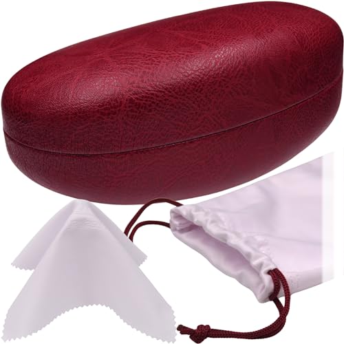 Image of MyEyeglassCase Large Hard Sunglasses Case | fits Large curved Sunglasses, with microfiber bag and cleaning cloth