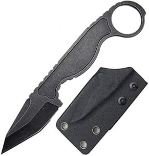 GTK101 Fixed Blade Knife, D2 Steel Blade EDC Tool Knife for Outdoor Camping Hunting Hiking(Black) - Gtkii
