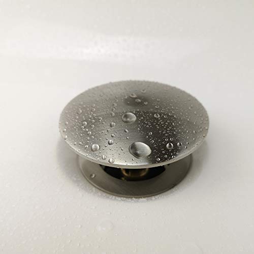 Purelux Bathroom Faucet Vessel or Vanity Sink Spring Pop Up Drain Stopper with Overflow, Brushed Nickel Finish