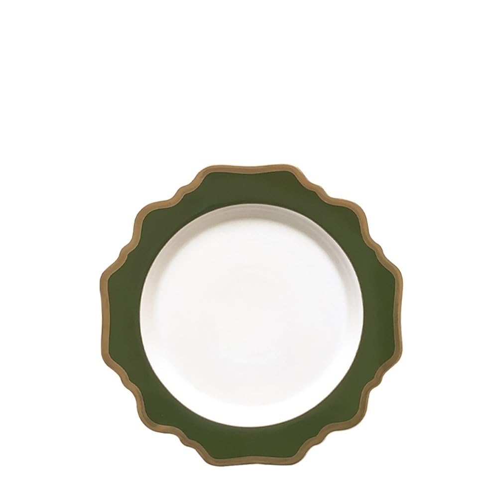Talerze do makaronu, ceramiczne talerze deserowe, zastawa stołowa, ceramiczna zastawa stołowa, zielone złoto, oprawki, słonecznik, talerze obiadowe, kreatywne domowe talerze dekoracyjne,