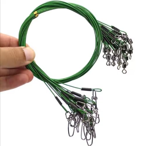 Kit 10 Snap Cabo Aço Chicote Com Girador Encastoado Pesca 20cm