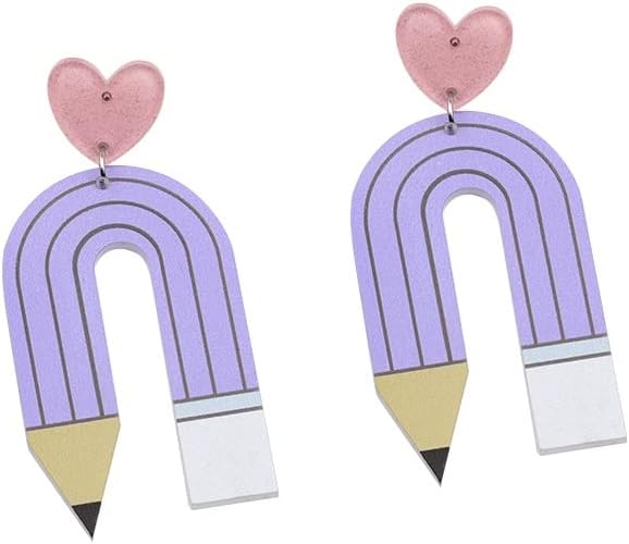 Teacher Earrings Colorful Pencil Drop Dangle Earring for Women Dr Seuss Earrings for Women Teachers Appreciation Day Teacher's Gift Back To School Handmade Jewelry Gifts