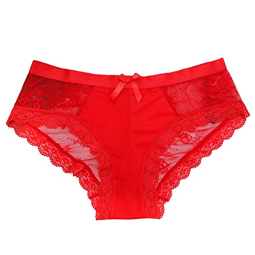Generisch Bragas seductoras de encaje para mujer - Bragas con escritura en arco - Bragas de encaje - Ropa interior, rojo, L