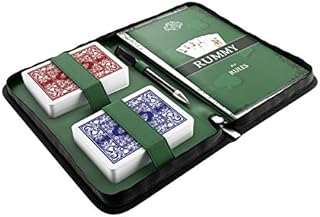 Bullets Playing Cards Rummy Set in Imitation Leather Pouch (German Index), Including Plastic Playing Cards, Game Rules with 15 variants of Rommee, Short Rules, Pen and pad