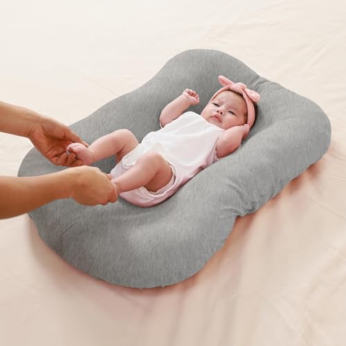 Image of FUNUPUP Rayon Derived from Bamboo Baby Lounger Cover Compatible with Snuggle Me Lounger, Infant Lounger Pillow Cover for Newborn, Removable Elastic Newborn Lounger Cover,Cover Only, Grey