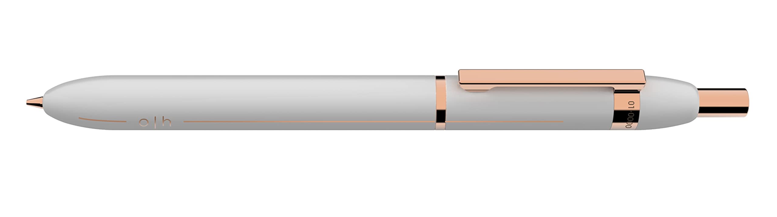 Otto Hutt design 03 Druckbleistift 002-18799 – Bleistift aus Messing Vollmaterial in der Farbe Weiß – Mit 0,7-Millimeter-Minen und Radiergummi