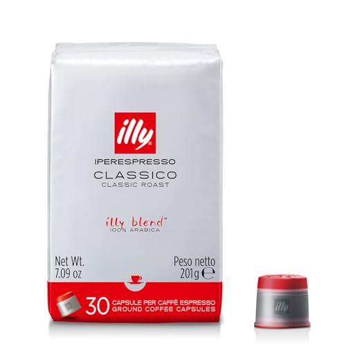 illy, Cápsulas de Café Iperespresso CLASSICO, 100% Arábica con Notas de Azahar y Jazmín, Sabor Suave y Sabor Final Dulce, 1 Paquete de 30 Cápsulas