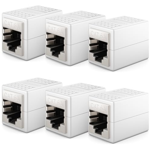 deleyCON 6 Pezzi Accoppiatore RJ45 (10 Gbit/s) per Estensione LAN - Connettore Adattatore Ethernet Compatibile con Cat8, Cat7, Cat6, Cat5 - Patch DSL POE 2X Presa RJ45 - Bianco deleyCON 6 Pezzi Accoppiatore RJ45 (10 Gbit/s) per Estensione LAN - Connettore Adattatore Ethernet Compatibile con Cat8, Cat7, Cat6, Cat5 - Patch DSL POE 2X Presa RJ45 - Bianco