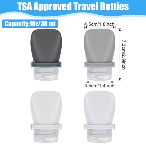 1oz Leakproof Silicone Travel Squeeze Bottles, 4 pack Squeeze Salad Dressing Bottles Portable Cosmetic Silicone Travel Bottle for Toiletries, Mini Sauce Condiment-Bottle2