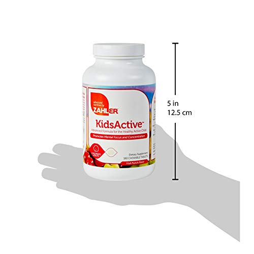 Zahler Kidsactive, Kids Chewable Concentration Formula, All Natural Children’s Supplement Supporting Focus And Attention, Certified Kosher, 180 Fruit Punch Flavored Tablets #TOP3