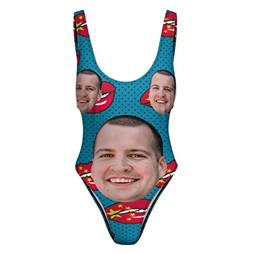 Custom One-Piece Swimsuits With Face Photo Novelty Swimwear Tummy Control Bathing Suits For Women (Xs-2Xl), China Lips Young Man Smiling S #TOP4