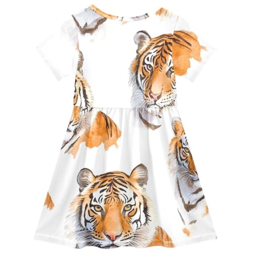 Ollabaky Little Girls Dress Short Sleeve Toddler Summer Sundress A-Line Casual Play Dress for Kids2