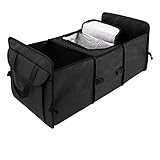 DINKANUR Car Trunk Storage Bag Oxford Cloth Trunk Organizers with Insulation Portable Cargo Carrier Caddy Folding Bag -Perfect for Your Car, SUV, Truck,Minivan(1PCS) (Black)
