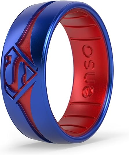 Enso Rings DC Comics Collection - Etched Silicone Ring - Comfortable, Breathable, and Safe - Batman, Superman, The Flash, and Wonder Woman