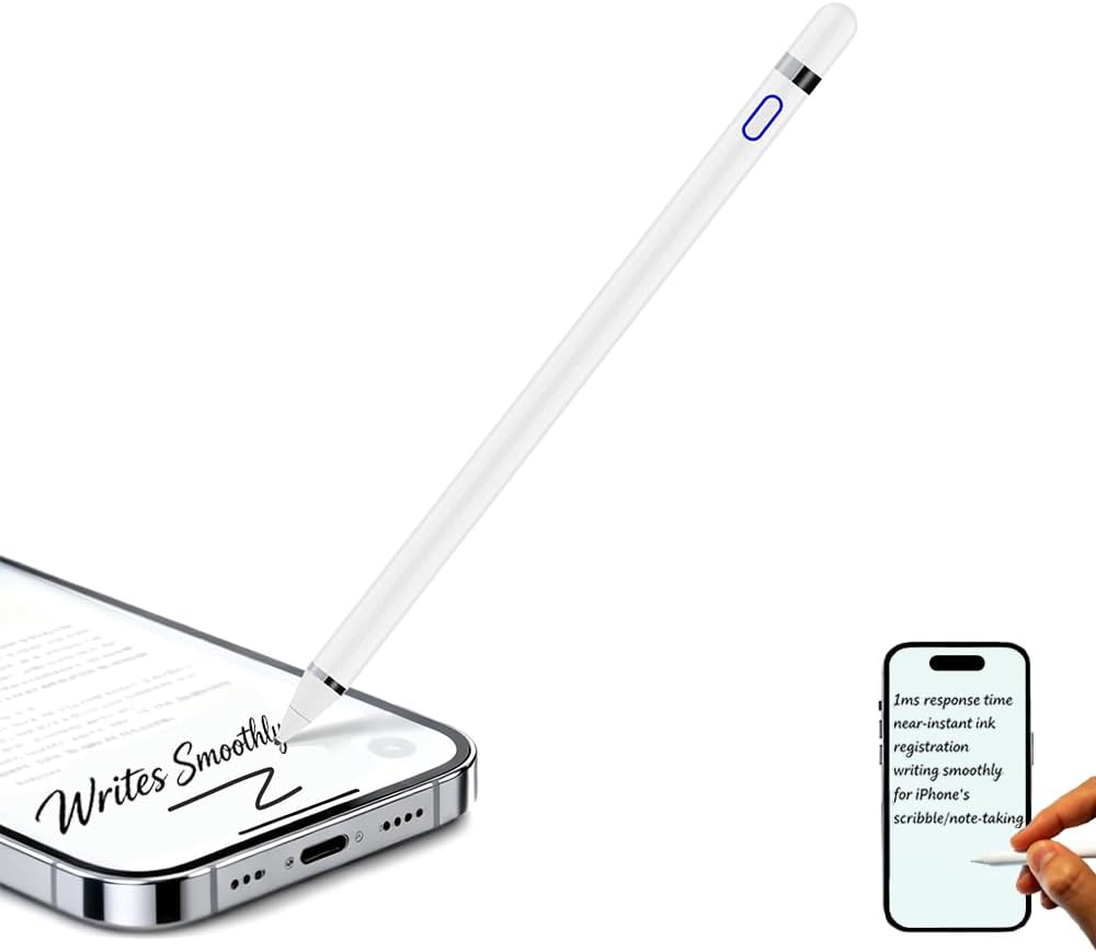 Stylus Pen for iPhone 13-17 Series: Writes Smoothly for Note-Taking | 1ms Response Time,Smooth Writing No delay No Bluetooth Pairing,Instant Use,Fully Supports Apple's Scribble Feature on iPhone