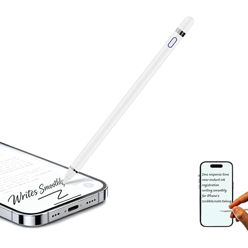 Stylus Pen for iPhone 13-17 Series: Writes Smoothly for Note-Taking | 1ms Response Time,Smooth Writing No delay No Bluetooth Pairing,Instant Use,Fully Supports Apple's Scribble Feature on iPhone