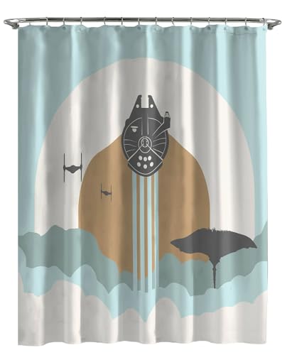 Image of Jay Franco Star Wars Shower Curtain - Licensed Bathroom Decor for Kids or Teens with Millennium Falcon - 70 x 72 Inch Washable Fabric Curtain
