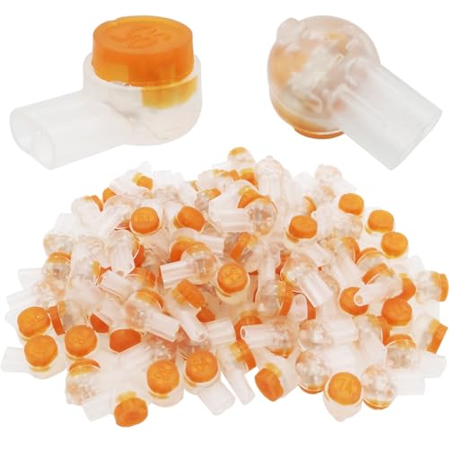 CTRICALVER Conector UY2, Conector Empalme, Conectores de cable telefónico, Conectores de cable 2 puertos / 2 conjuntos de núcleo 100 piezas (Naranja）