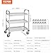 VEVOR Stainless Steel Cart, 3 Layers Lab Utility Cart 400 lbs Weight Capacity, Medical Cart with Lockable Universal Wheels, for Lab, Clinic, Kitchen, Salon
