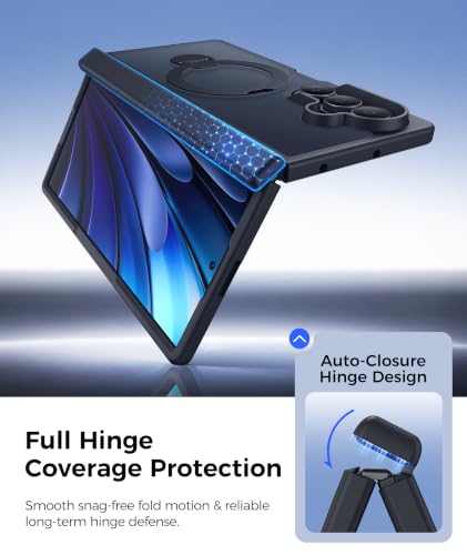 Image of FNTCASE for Samsung Galaxy Z-Fold-8-Ultra Case: Z Fold7 Case [360 Spin Magnetic Stand] [Fit for Magsafe] [Hinge Protection & Screen Protector] Translucent Matte Military Grade Shockproof Cover - Black