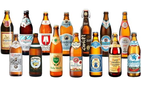 BIERPAKET Geschenk mit 12, 18 oder 24 Flaschen Bayerischen Bierspezialitäten Pils, Märzen, Weizen, Helles inkl. Verksotungsbögen (12)