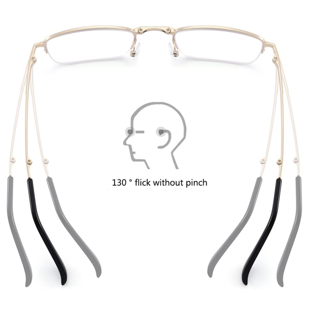 Gafas de Lectura Multifocales Progresivas, Anti-Rayos Azules Gafas de Presbicia, Gafas De Lectura Hombre (Color : Gold, Size : 3.5)