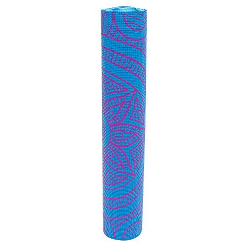 Tapete Yoga Mat Pilates PVC Com Estampa e Bolsa - AZUL CLARO