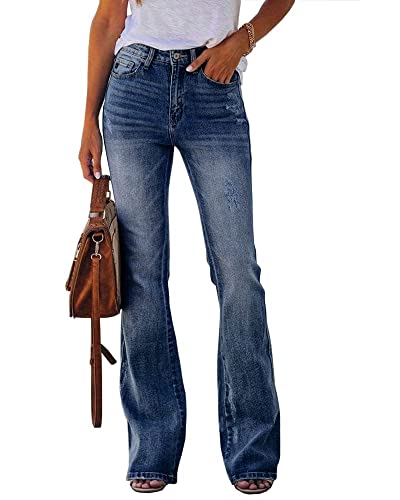 Image of Koinshha Womens High Waisted Jeans Flare Stretch Boyfriend Bootcut Casual Denim Pants