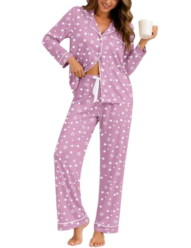 Image of ZMJ Womens Pajamas Sets 2 Piece Long Sleeve and Pant Pj Sets Button Up Sleepwear