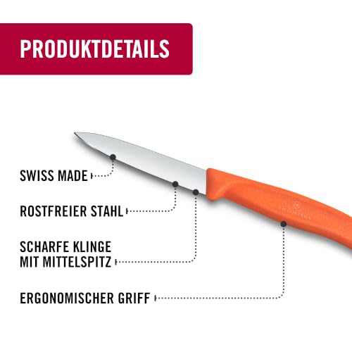 Victorinox Swiss Classic Schäl- und Gemüsemesser-Set, 2tlg, 8 cm, Orange – Ansicht 4