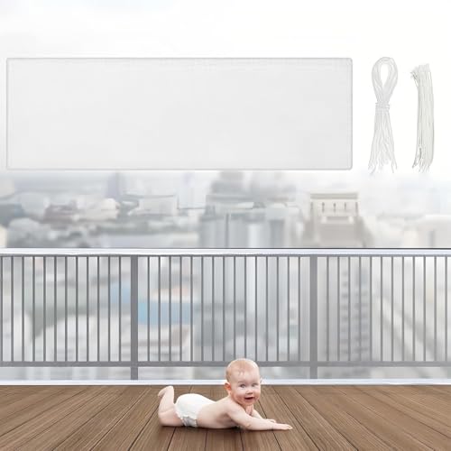 GIUSOBG Rete Protezione Bambini 79cm*3m Rete Protezione Scale Addensare Bianco Rete di Sicurezza Robusta e Regolabile, per Bambini Dentro Fuori Rete Protettiva per Ringhiera Balcone Scala
