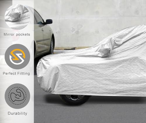 Image of Auto Hub Car Cover Compatible with MG Majestor with Mirror Pocket, Soft Cotton Lining, Majestor Car Cover Waterproof - Metallic Silver