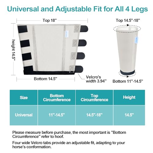 Image of Mesh Horse Fly Boots Set of 4, Loose Fitting Leggings for Horses, Reduce Stressful Stomping, Breathable Adjustable and Universal Fit for 4 Legs, Reliable Stay Put (Silver White)