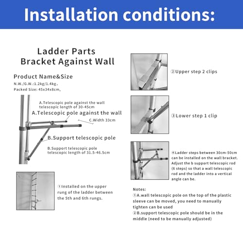 JADDUO Telescoping Ladder Stabilizers A-015, 17.72 x 13 Inch by JADDUO - Used condition - Image 7