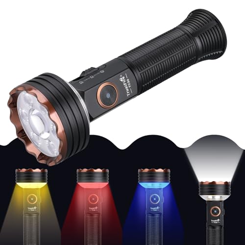 Lampe de poche 5000 lumens rechargeable avec éclairage blanc rouge bleu et étanchéité IPX6
