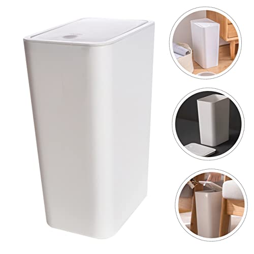 Basurero pequeño de plástico con tapa para baño y cocina miniatura 6
