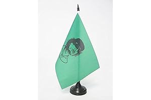 Libyan Desk Flag 21 x 14 cm - Black Plastic Stick and...