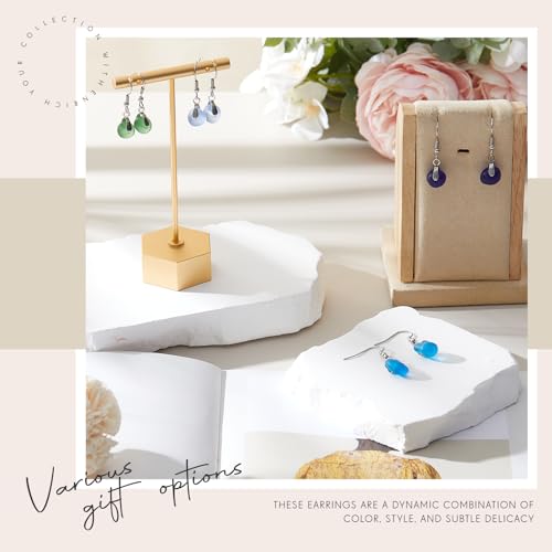 Quelay 4 Pairs Sea Glass Earrings Handmade Sea Glass Jewelry Sapphire Drop Earrings Blue Beachy Jewelry for Women Ocean Style Mother Gifts Daily Party Vacation, Handmade Products4