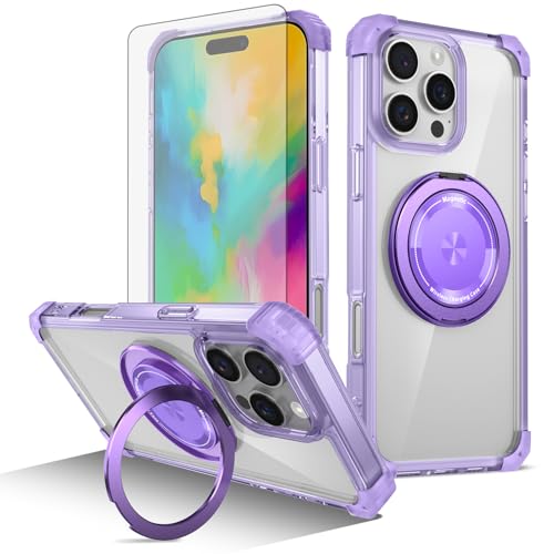 Coque iPhone 16 Pro violette Asuwish avec verre et anneau