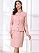 Allegra K Suit Set for Women's 2 Piece Outfits Tweed Peplum Collarless Blazer Jacket and Skirt Sets X-Small Pink