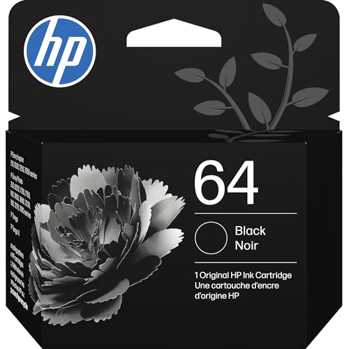 HP 64 Black Ink Cartridge | Works with Envy Inspire 7250e, 7950e, Envy Photo 6200, 7100, 7200, 7800, 7900, Tango Series | Eligible for Instant Ink | N9J90AN