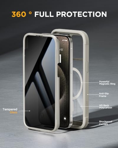 Image of Miracase for iPhone 15 Pro Case 6.1'',with Private Screen Protector,Grey