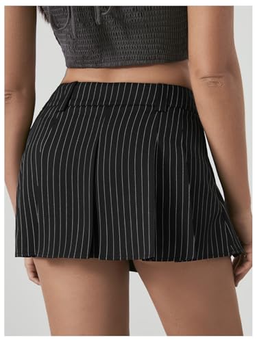 Milumia Women's Striped Low Waisted Pleated Mini Skirt Y2k Trendy Short Skater Skirts2